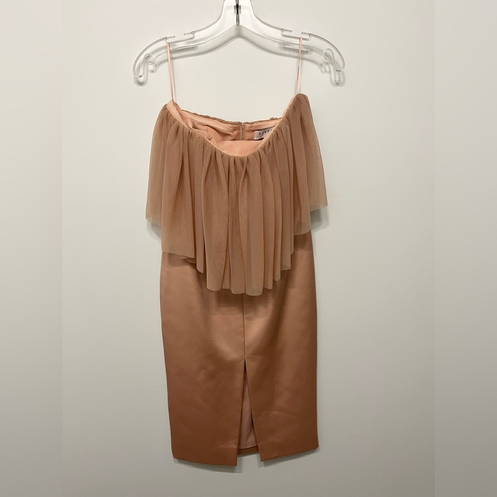 KEEPSAKE the Label Blush Strapless Dress with Chiffon Overlay